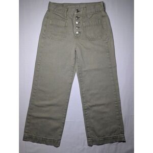 American Eagle Olive Utility Pants High Rise Button Fly Straight Y2K